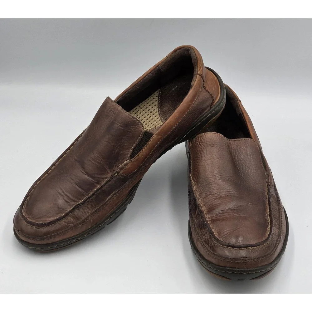 Born‎ Men's Brown Leather Slip-On Loafer Casual Boat Shoes Size US 9 M EU 42.5